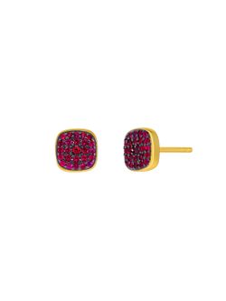 Pendientes Marea Plata Dorada D03801/BH Cuadrado Circonitas Escarlata