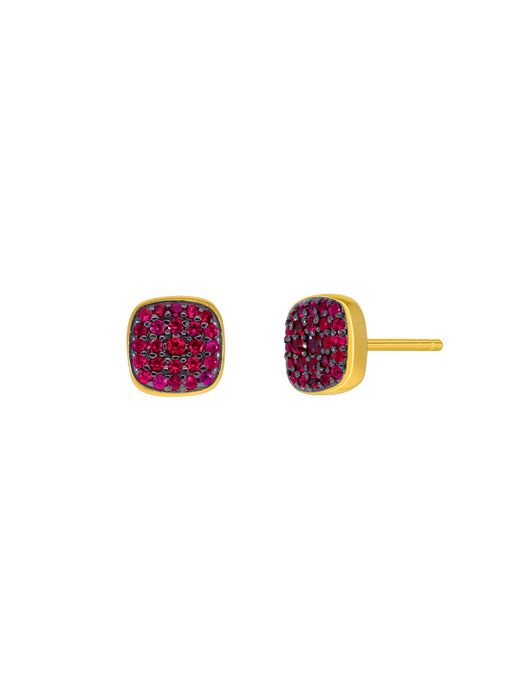 Pendientes Marea Plata Dorada D03801/BH Cuadrado Circonitas Escarlata