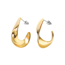 Pendientes Medio Aro Acero Dorado Lotus Style Mujer LS2566-4/2 Liso En Brillo