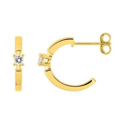 Pendientes Medios Aros Oro 9Kts (9)9KLGD197Y Diamante Laboratorio 0,11ct