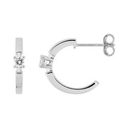 Pendientes Medios Aros Oro Blanco 9Kts (9)9KLGD197W Diamante Laboratorio 0,11ct