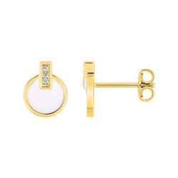 Pendientes Metal Chapado En Oro Argyor MRM Mujer (CH)135079.1 Círculo Esmaltado Blanco C. Circonitas