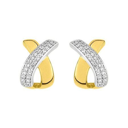 Pendientes Metal Chapado En Oro Argyor MRM Mujer (CH)BSWH44Z Bandas Cruzadas C. Circonitas
