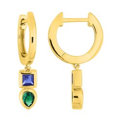 Pendientes Metal Chapado Oro Argyor MRM (CH)135108.24 Aro Colgante Circonitas Azul Bicolor Verde