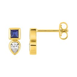 Pendientes Metal Chapado Oro Argyor MRM (CH)135109.21 Circonita Azul Bicolor Blanca