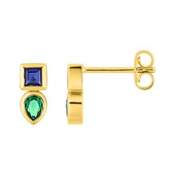 Pendientes Metal Chapado Oro Argyor MRM (CH)135109.24 Circonita Azul Bicolor Verde