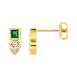 Pendientes Metal Chapado Oro Argyor MRM (CH)135109.41 Circonita Azul Bicolor Blanca