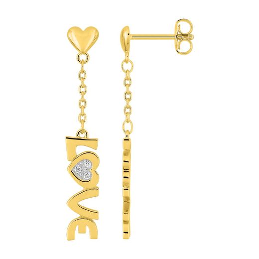 Pendientes Metal Chapado Oro Argyor Mujer (CH)135135.1 Colgante Cadenilla Palabra LOVE Circonita
