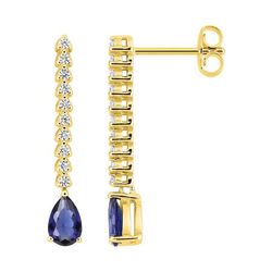 Pendientes Metal Chapado Oro Argyor Mujer (CH)135032.2 Colgante Circonitas Azul Bicolor Blancas