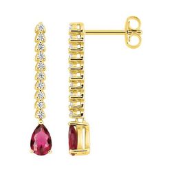 Pendientes Metal Chapado Oro Argyor Mujer (CH)135032.3 Colgante Circonitas Roja Bicolor Blancas