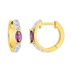 Pendientes Metal Chapado Oro Argyor Mujer (CH)135154.7 Aro Circonitas Violeta Bicolor Blancas