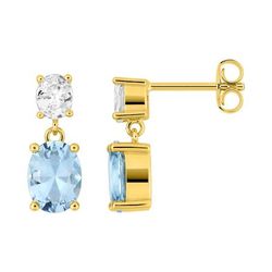 Pendientes Metal Chapado Oro Argyor Mujer (CH)135A13.6 Colgante Circonitas Azul Cielo Bicolor Blancas