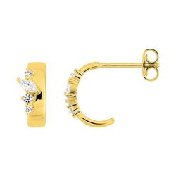 Pendientes Metal Chapado Oro Argyor Mujer (CH)135A18.1 Medio Aro Circonitas