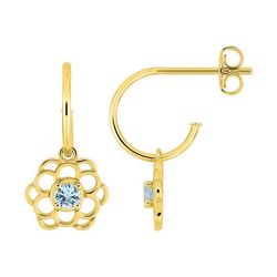 Pendientes Metal Chapado Oro Argyor Mujer (CH)135A23.6 Medio Aro Calado Circonita Azul Cielo