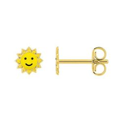 Pendientes Metal Chapado Oro Argyor Mujer (CH)135A32 Cara Sonriente Esmaltada