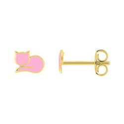 Pendientes Metal Chapado Oro Argyor Mujer (CH)135A36 Gata Esmalte Rosa