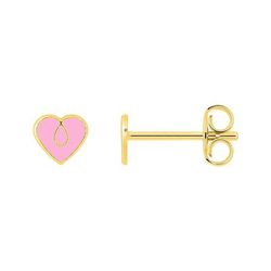 Pendientes Metal Chapado Oro Argyor Mujer (CH)135A40 Corazón Esmalte Rosa