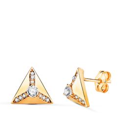 Pendientes Oro 18kts 10x10mm 21389 Pirámide Circonitas