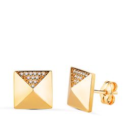 Pendientes Oro 18kts 12x10mm 21388 Cuadrado Pico Circonitas