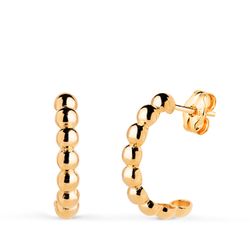 Pendientes Oro 18kts 15x3mm 21515 Aro Bolas En Brillo