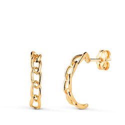 Pendientes Oro 18Kts 16x3mm 21455 Medio Aro Eslabones