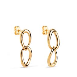 Pendientes Oro 18Kts 19x7mm 21401 Dos Eslabones En Brillo