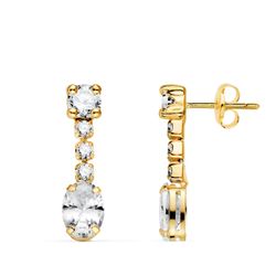 Pendientes Oro 18Kts 20x5mm 21448-OACI Circonita Oval Blanca Circonitas