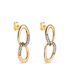 Pendientes Oro 18Kts 20x7mm 21400 Dos Eslabones circonitas