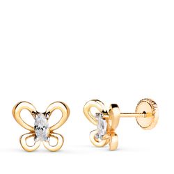 Pendientes Oro 18Kts 8x7 mm 21465 Mariposa Circonitas Marquise