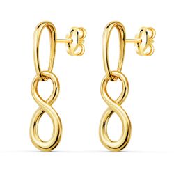 Pendientes Oro 18Kts 25x8mm 21365 Dos Cuerpos Colgante Infinito