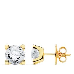 Pendientes Oro 18kts 4 Garras Circonitas 7X7mm 19427-1OA