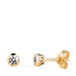 Pendientes Oro 18Kts 4mm N5940-3AP Chatón Circonita Canastilla Calada