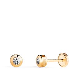 Pendientes Oro 18Kts 4mm N5950-4AT Chatón Galería Circonita