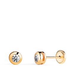Pendientes Oro 18Kts 5mm N5950-5AT Chatón Galería Circonita