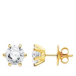 Brincos em ouro 18kt 6 garras zircônia 8X8mm 19428-1OA