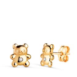 Pendientes Oro 18kts 7x6mm N2995-3AP Oso & Circonita