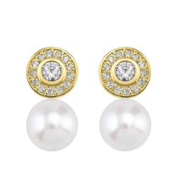 Pendientes Oro 18kts Argyor MRM 10mm (18)75A0104P-10mm Diamantes Perlas