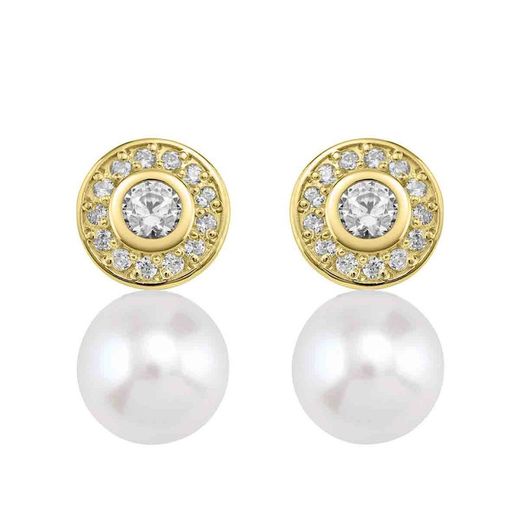 Pendientes Oro 18kts Argyor MRM 10mm (18)75A0104P-10mm Diamantes Perlas