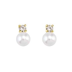 Pendientes Oro 18kts Argyor MRM 7mm (18)75A0101P-7mm Diamantes Perlas