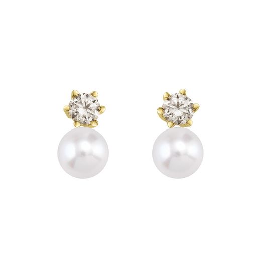 18kt Gold Earrings Argyor MRM 8mm (18)75A0102P-8mm Diamonds Pearls
