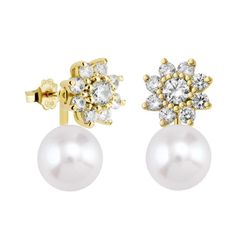 Pendientes Oro 18kts Argyor MRM 9mm (18)75A0105ZP-9mm Circonitas Perlas