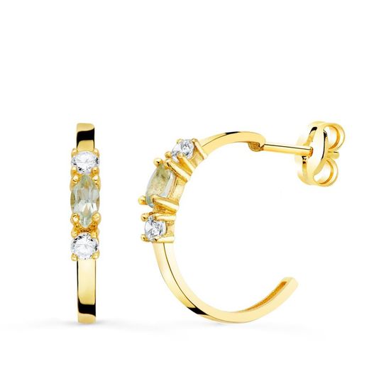 Boucles d'oreilles en or 18 carats, créoles aigue-marine, taille marquise, 15 x 2 mm, fermeture à pression 21240-AM