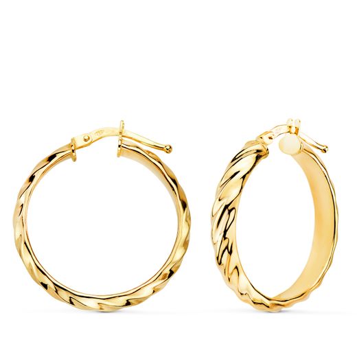 Pendientes Oro 18kts Aro En Brillo A93-2040 18x4mm