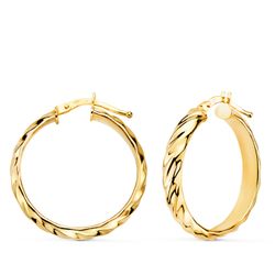 Pendientes Oro 18kts Aro En Brillo A93-2540 24x4mm