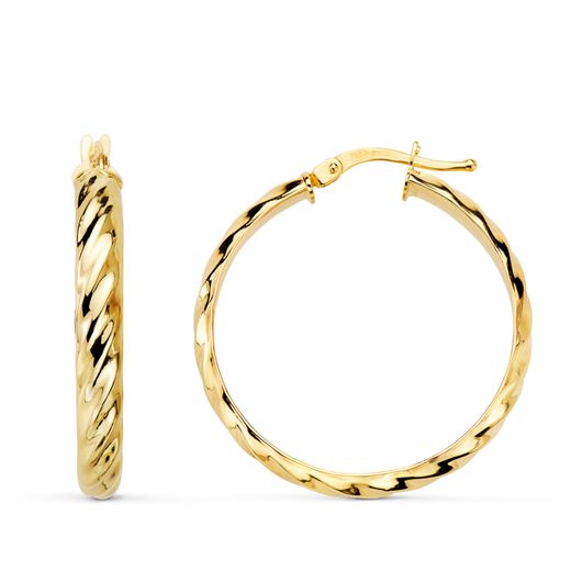 Pendientes Oro 18kts Aro En Brillo A93-3040 28x4mm