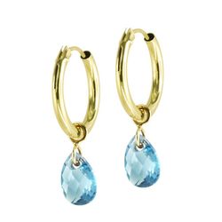 Pendientes Oro 18kts Aro Tubo 12X1,5mm Colgante Piedra Lagrima 10X5mm 0700031