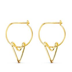 Pendientes Oro 18kts Aros 13mm Corazon 10X7mm 21208