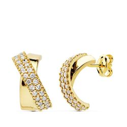 Pendientes Oro 18kts Bandas Circonitas 13X6mm 18841