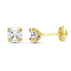 Pendientes Oro 18kts Bebe Circonita 5mm 4 Garras 15730
