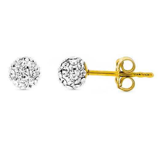 Boucles d'oreilles en or 18 carats avec fermeture à pression en boule de zircone de 5 mm 15918